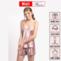 Thumbnail Đồ bộ mặc nhà WANNABE đồ đùi nữ quần sọt áo 2 dây basic đơn giản thoải mái chăm sóc giấc ngủ BS612 3