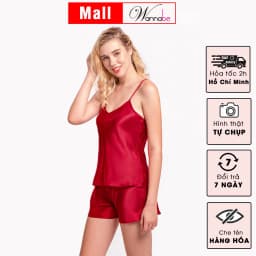 Thumbnail Đồ bộ mặc nhà WANNABE đồ đùi nữ quần sọt áo 2 dây basic đơn giản thoải mái chăm sóc giấc ngủ BS612 4