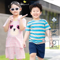 Thumbnail Đồ bộ ngắn tay thun cotton cho bé trai, bé gái mặc nhà mùa hè Unifriend Hàn Quốc U2022-8. Size đại 5, 6, 8, 10 tuổi 1