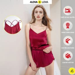 Thumbnail Đồ bộ ngủ nữ lụa 2 dây mặc nhà sexy quyến rũ vải satin cao cấp thoáng mát 4Lova 1
