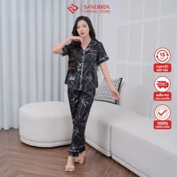 Thumbnail Đồ Bộ Nữ, Bộ Pijama SANDBOX Chất Lụa Latin Cao Cấp, Họa Tiết Nhẹ Nhàng, Thanh Lịch (BPC23012) 1