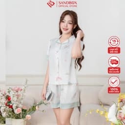 Thumbnail Đồ Bộ Nữ, Bộ Pijama Đùi Mặc Nhà SANDBOX Lụa Latin Cao Cấp, Thiết Kế, Họa Tiết Độc Quyền(BLD25007) 4