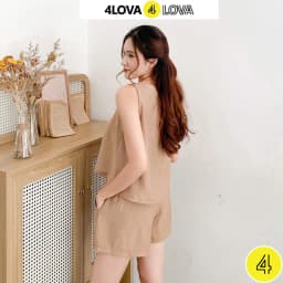 Thumbnail Đồ bộ nữ mặc nhà chất đũi mềm mại thoáng mát thấm hút mồ hôi 4Lova4eva 2