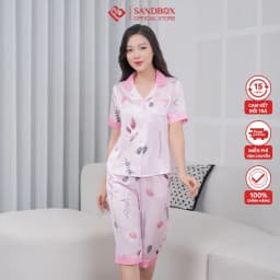 Thumbnail Đồ Bộ Nữ Mặc Nhà Pijama Lụa Latin Mềm Mát SANDBOX Thiết Kế Họa Tiết Nhã Nhặn - BLL22005 1