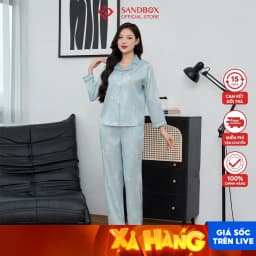 Thumbnail Đồ Bộ Nữ Pijama Dài Tay SANDBOX Lụa Xước Cao Cấp Họa Tiết Nhẹ Nhàng, Sang Trọng (BPD24005) 1