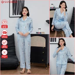 Thumbnail Đồ Bộ Nữ Pijama Dài Tay SANDBOX Lụa Xước Cao Cấp Họa Tiết Nhẹ Nhàng, Sang Trọng (BPD24005) 4