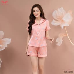Thumbnail Đồ bộ nữ Pijama lụa mặc nhà VINGO tay ngắn mùa Hè H685 - H965 VNGO 2