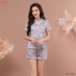Thumbnail Đồ bộ nữ Pijama lụa mặc nhà VINGO tay ngắn mùa Hè H685 - H965 VNGO 3