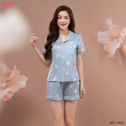 Thumbnail Đồ bộ nữ Pijama lụa mặc nhà VINGO tay ngắn mùa Hè H685 - H965 VNGO 4
