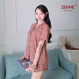 Thumbnail Đồ Bộ Nữ Pijama Mặc Nhà ZENME Chất Liệu Thô Cotton Họa Tiết Caro Dễ Thương PTB0425 3