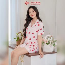 Thumbnail Đồ Bộ Nữ, Pijama SANDBOX Thiết Kế Quần Đùi, Áo Cộc Chất Lụa Latin Cao Cấp, Mềm Mịn (BLD23005) 3