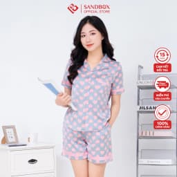 Thumbnail Đồ Bộ Nữ, Pijama SANDBOX Thiết Kế Quần Đùi, Áo Cộc Chất Lụa Latin Cao Cấp, Mềm Mịn (BLD23005) 4