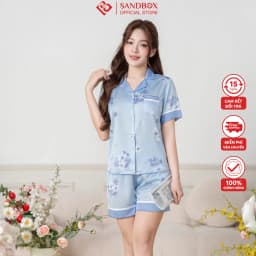 Thumbnail Đồ Bộ Nữ Pijama Đùi SANDBOX Chất Lụa Latin Luxury Cao Cấp Mềm Mượt Mát Họa Tiết Đốc Quyền-BLD25006 1
