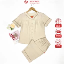 Thumbnail Đồ Bộ Nữ SANDBOX Bộ Mặc Nhà Chất Đũi Cao Cấp, Thiết Kế Quần Lửng, Cổ V, Nhẹ Nhàng BDL25003 2