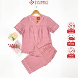 Thumbnail Đồ Bộ Nữ SANDBOX Bộ Mặc Nhà Chất Đũi Cao Cấp, Thiết Kế Quần Lửng, Cổ V, Nhẹ Nhàng BDL25003 3
