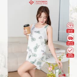 Thumbnail Đồ Bộ Nữ SANDBOX Chất Lụa Latin Cao Cấp Quần Đùi Áo Sát Nách Họa Tiết Nhẹ Nhàng Nữ Tính (BHL25004) 4