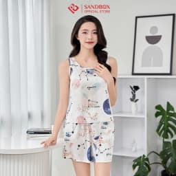 Thumbnail Đồ Bộ Nữ SANDBOX Mặc Nhà Chất Lụa Latin Cao Cấp Thiết Kế Áo Sát Nách Quần Đùi Trẻ Trung(BHL25004) 1