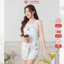 Thumbnail Đồ Bộ Nữ SANDBOX Mặc Nhà Chất Lụa Latin Cao Cấp Thiết Kế Áo Sát Nách Quần Đùi Trẻ Trung(BHL25004) 3