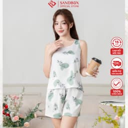 Thumbnail Đồ Bộ Nữ SANDBOX Mặc Nhà Chất Lụa Latin Cao Cấp Thiết Kế Áo Sát Nách Quần Đùi Trẻ Trung(BHL25004) 4