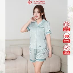 Thumbnail Đồ Bộ Nữ SANDBOX Pijama Chất Lụa Latin Cao Cấp Bộ Mặc Nhà Áo Cộc Tay Quần Đùi Họa Tiết BLD25 3