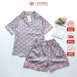Thumbnail Đồ Bộ Nữ SANDBOX Pijama Chất Lụa Latin Cao Cấp Bộ Mặc Nhà Áo Cộc Tay Quần Đùi Họa Tiết BLD23004 3