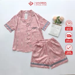 Thumbnail Đồ Bộ Nữ SANDBOX Pijama Chất Lụa Latin Cao Cấp Bộ Mặc Nhà Áo Cộc Tay Quần Đùi Họa Tiết BLD23004 4