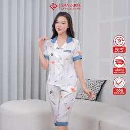 Thumbnail Đồ Bộ Nữ SANDBOX Pijama Lửng Chất Lụa Latin Cao Cấp Áo Cộc Tay Quần Lửng Họa Tiết Tinh Tế - BLL24005 1