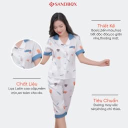 Thumbnail Đồ Bộ Nữ SANDBOX Pijama Lửng Chất Lụa Latin Cao Cấp Áo Cộc Tay Quần Lửng Họa Tiết Tinh Tế - BLL24005 4