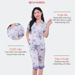 Thumbnail Đồ Bộ Nữ SANDBOX Pijama Lửng Chất Lụa Latin Cao Cấp Họa Tiết Phối Viền Độc Đáo BLL24004 3