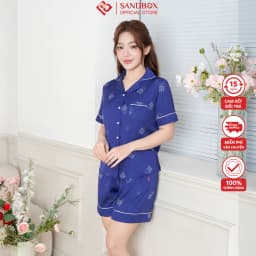 Thumbnail Đồ Bộ Nữ SANDBOX Pijama Đùi Chất Lụa Latin Cao Cấp Bộ Mặc Nhà Áo Cộc Tay Quần Đùi Họa Tiết(BLD25005) 4