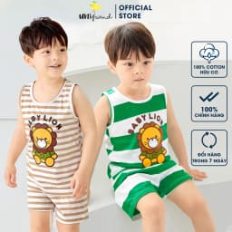 Thumbnail Đồ bộ quần áo ba lỗ sát nách cotton cho bé trai, bé gái mặc nhà mùa hè Unifriend Quốc U2022-10. Size đại 5, 6, 8,10 tuổi 1