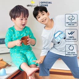Thumbnail Đồ bộ quần áo thun cotton lửng tay cho bé trai và bé gái mặc nhà mùa hè chính hãng Unifriend Hàn Quốc U2022-4 1