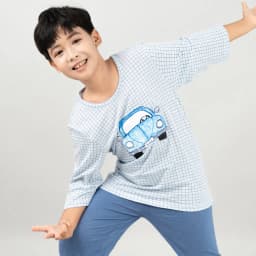 Thumbnail Đồ bộ quần áo thun cotton lửng tay cho bé trai và bé gái mặc nhà mùa hè chính hãng Unifriend Hàn Quốc U2022-4 2