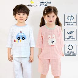 Thumbnail Đồ bộ quần áo thun cotton lửng tay cho bé trai và bé gái mặc nhà mùa hè chính hãng Unifriend Hàn Quốc U2022-3 1