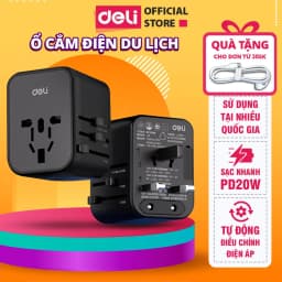 Thumbnail Ổ Cắm Chuyển Đổi Du Lịch Deli Sạc Nhanh 20W Ổ Chia Điện DELI 4 Loại Chân Cắm Chuyển Đổi Dòng Điện 1