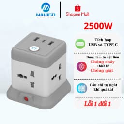Thumbnail Ổ Cắm Điện Đa Năng Tích Hợp Cổng USB Manigo 4 Lỗ Cắm Đầu 3 Công Suất 2500W BH 18 Tháng 1