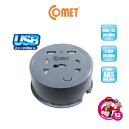 Thumbnail Ổ Cắm Điện Du Lịch COMET CES9111 Dây Quay Tròn Dài 1M, 2 Ổ USB, 1 Ổ 3 Chấu, 1 Ổ 2 Chấu 2