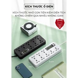 Thumbnail Ổ Cắm Điện Đa Năng Cao Cấp A8 Sạc Nhanh Cổng USB TypeC Chịu Tải 2500w An Toàn Chịu Nhiệt Dây 2,8M 4