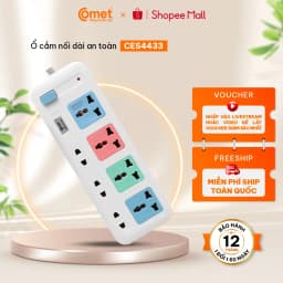 Thumbnail Ổ Cắm Điện Đa Năng COMET Dây 85cm/2m/3m/5m, Công Suất 2500w/1800w, Chống Cháy, Chịu Nhiệt Cao, Công Tắc On/Off 2