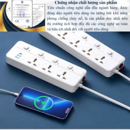 Thumbnail Ổ cắm điện đa năng HOKU 2 cổng USB 5v sạc nhanh, chịu tải 2500W, tiết kiệm 30 kilowatt H dây nối 2,5m OCD01 2