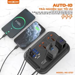 Thumbnail Ổ cắm điện đa năng MOXOM tải 2500W, 4 lỗ đa năng, 6 USB sạc nhanh 3.4A, 2 PD 17W, nút kích hoạt an toàn điện, dây dài 2M 4