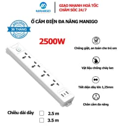 Thumbnail Ổ cắm điện đa năng thông minh chữ nhật Manigo 1K4UC 4 ổ 2 cổng USB typeC Hàng chính hãng BH 36 tháng 1