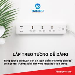 Thumbnail Ổ cắm điện đa năng thông minh chữ nhật Manigo 1K4UC 4 ổ 2 cổng USB typeC Hàng chính hãng BH 36 tháng 4