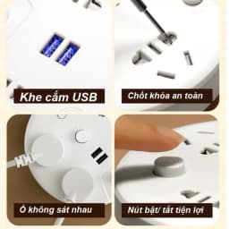 Thumbnail Ổ cắm điện đa năng tròn HOKU tích hợp sạc USB, kèm giá để và điện thoại, chịu tải lớn dây dài 2,5m - OCD05 1