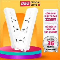 Thumbnail Ô Cắm Điện DELI Công Suất Lớn 3250W Ổ Điện Đa Năng Chịu Tải Cao Sạc USB Tiết Diện Dây Đồng Lớn 1