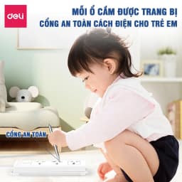 Thumbnail Ô Cắm Điện DELI Công Suất Lớn 3250W Ổ Điện Đa Năng Chịu Tải Cao Sạc USB Tiết Diện Dây Đồng Lớn 3