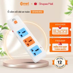 Thumbnail Ổ Cắm Điện Nối Dài COMET CES10302 2500W Dài 2m, 3 lỗ 3 chấu, có cầu chì bảo vệ 1