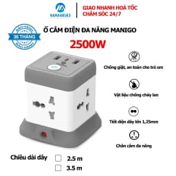 Thumbnail Ổ Cắm điện thông minh kéo dài dạng tháp Manigo 4 ổ 2 cổng USB TypeC dây cắm kéo dài 2,5 mét bh 3 năm 1