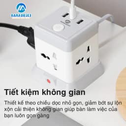 Thumbnail Ổ Cắm điện thông minh kéo dài dạng tháp Manigo 4 ổ 2 cổng USB TypeC dây cắm kéo dài 2,5 mét bh 3 năm 4