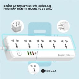 Thumbnail Ổ điện đa năng 5AC kèm 3USB-A và 1USB-C sạc nhanh PD (max 20W) - Hàng chính hãng, bảo hành 1 năm 4